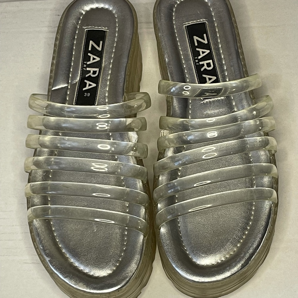 Zara Transparent Chunky Platform Sandals